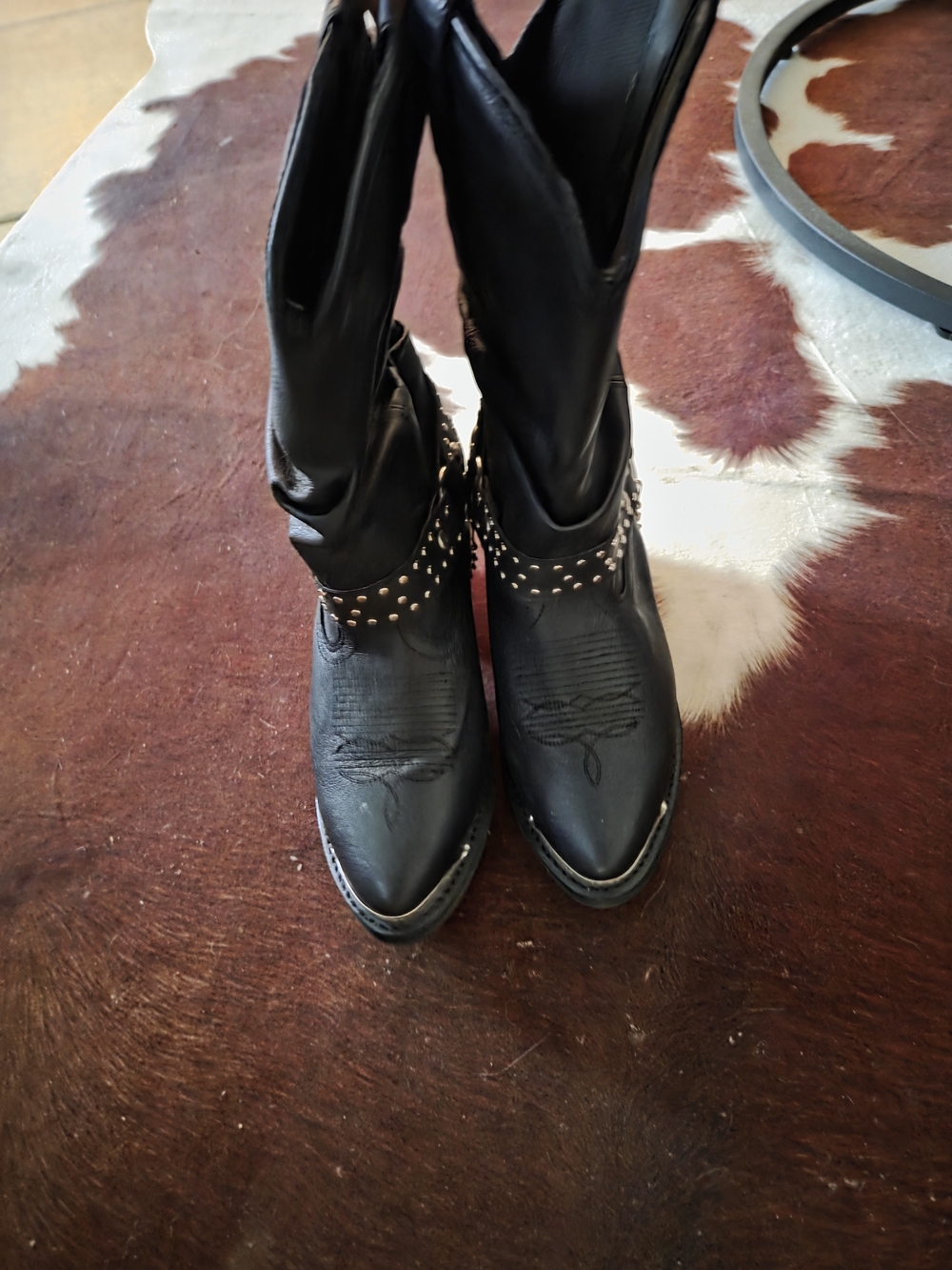 dingo Black Studded Lace-Up Western Boots